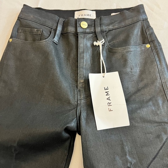 NWT FRAME Women’s Le Sylvie Straight Fit High Rise ,Wax Black. Size 24. - Picture 2 of 6
